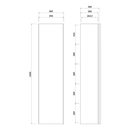 Cersanit Virgo High Wall Cabinet Grey Oak 160x40 cm
