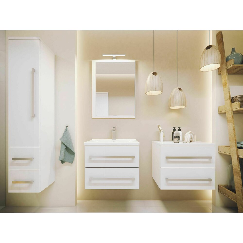 Defra Granada White Wall-Mounted Cabinet with 1 Door and 2 Drawers 30 cm