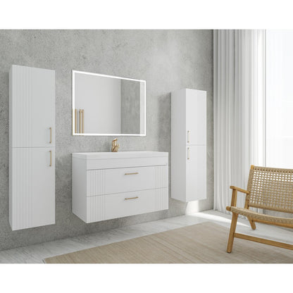 High wall-mounted cabinet Drop Lines white 2 doors 30 cm