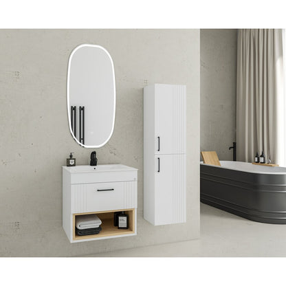High wall-mounted cabinet Drop Lines white 2 doors 30 cm