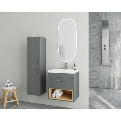 High wall-mounted cabinet Drop Lines anthracite 2 doors 30 cm