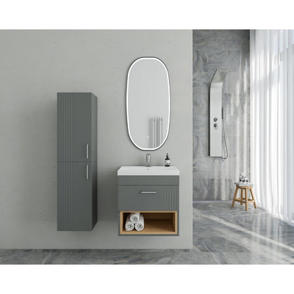 High wall-mounted cabinet Drop Lines anthracite 2 doors 30 cm