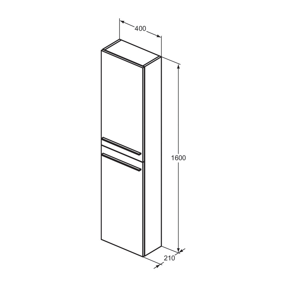 Ideal Standard i.life S High Wall-Mounted Cabinet Brown Oak Finish 40 cm 2 Doors