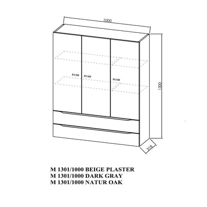 KolpaSan Malaya Wall-Mounted Tall Cabinet Natural Oak 100 cm