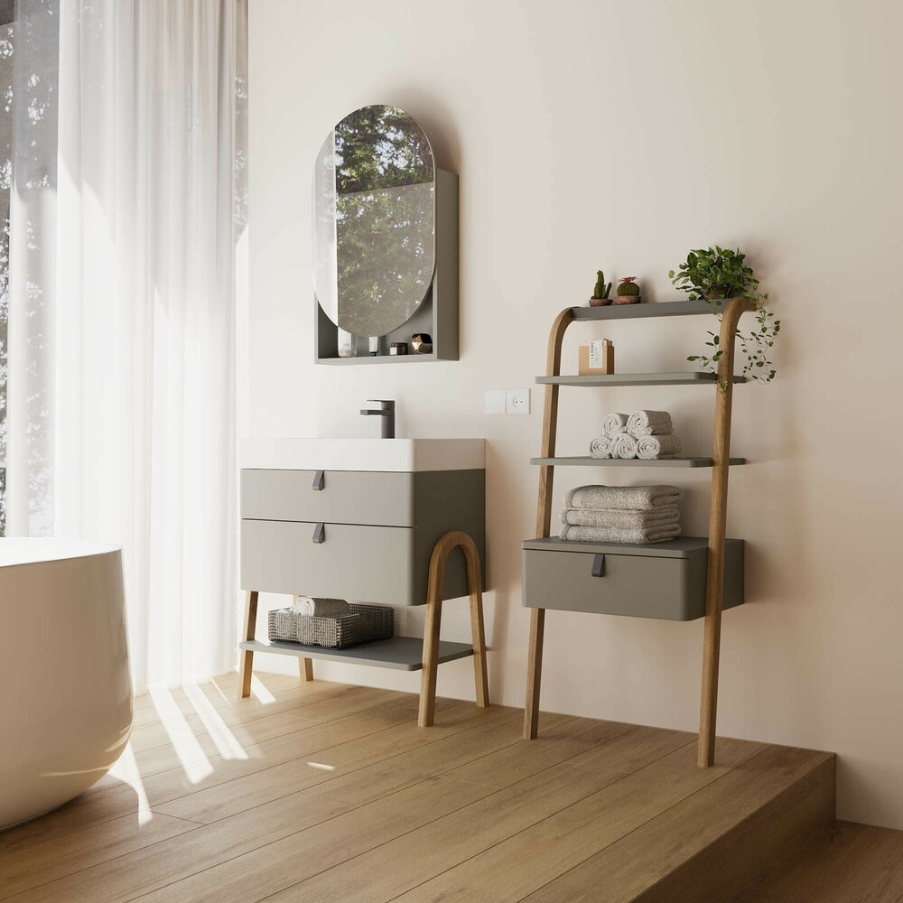 Долап на пода в тъмен сив цвят Krofam Moss 50 см