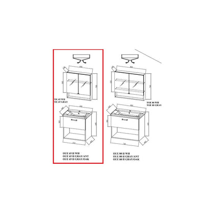 Огледален шкаф KolpaSan Evelin mdf бял 70x65 см
