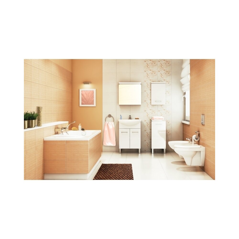 Окачен шкаф с огледало Cersanit Olivia бял MDF 56x56 см