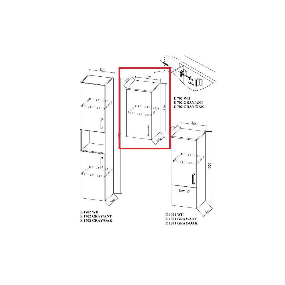 Среден висящ шкаф KolpaSan Evelin mdf 70x37 см