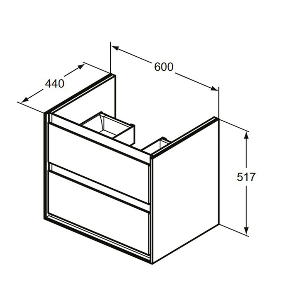 Бял стенен шкаф за мивка Ideal Standard Connect Air 60 см E0818B2
