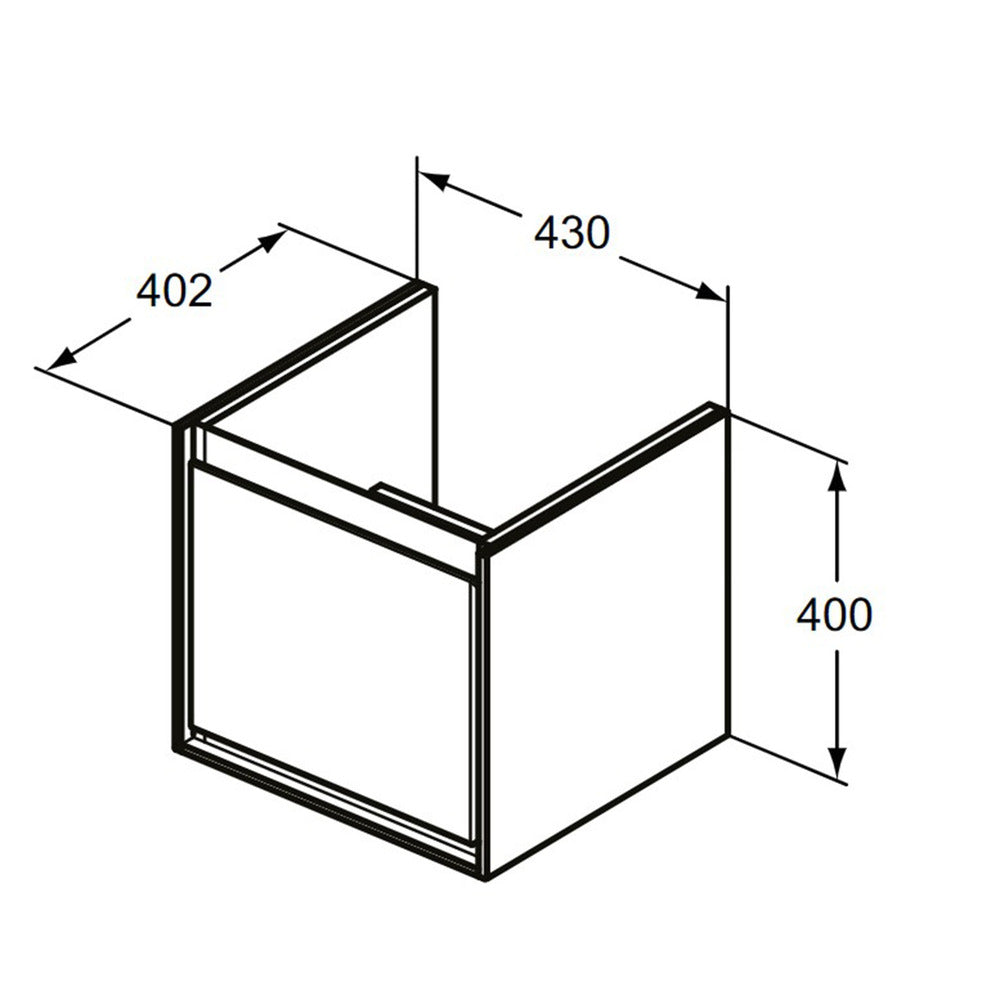Бял окачен шкаф за мивка Ideal Standard Connect Air Cube 43.5 см E0842KN
