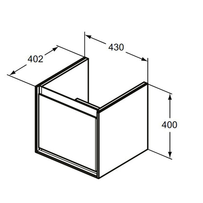 Бял окачен шкаф за мивка Ideal Standard Connect Air Cube 43.5 см E0842KN