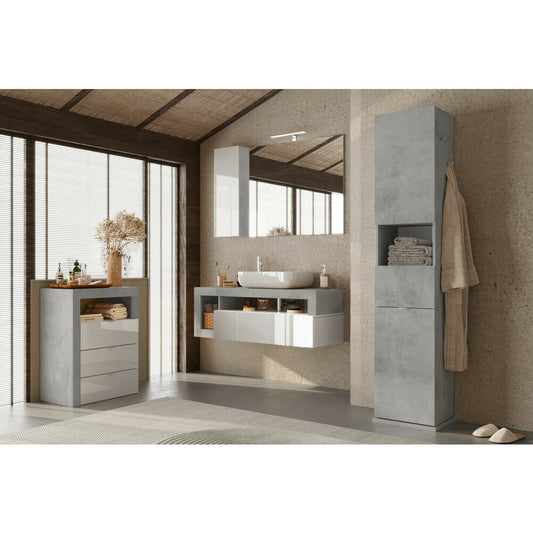 Сив колоновиден шкаф LC Mobili Italia Hamburg 180x35 см