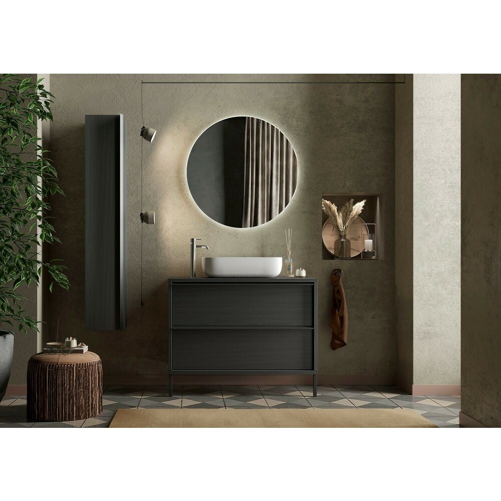 Черен колонен шкаф LC Mobili Italia Steel 138x25 см