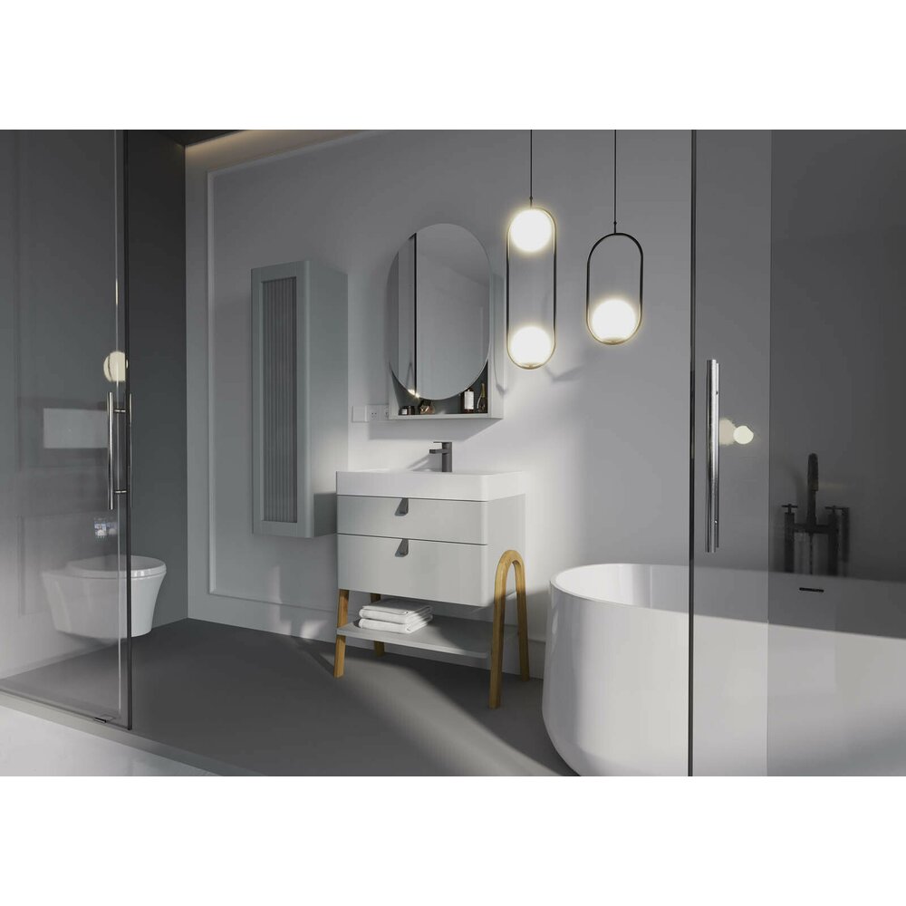 Суспендиран колонообразен шкаф светлосив Krofam Moss 125 см