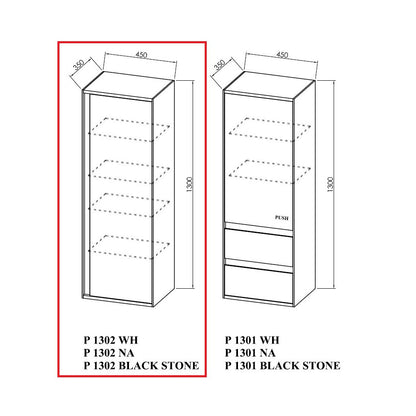 Висок висящ шкаф с врата KolpaSan Pandora мдф черен 130x45 см