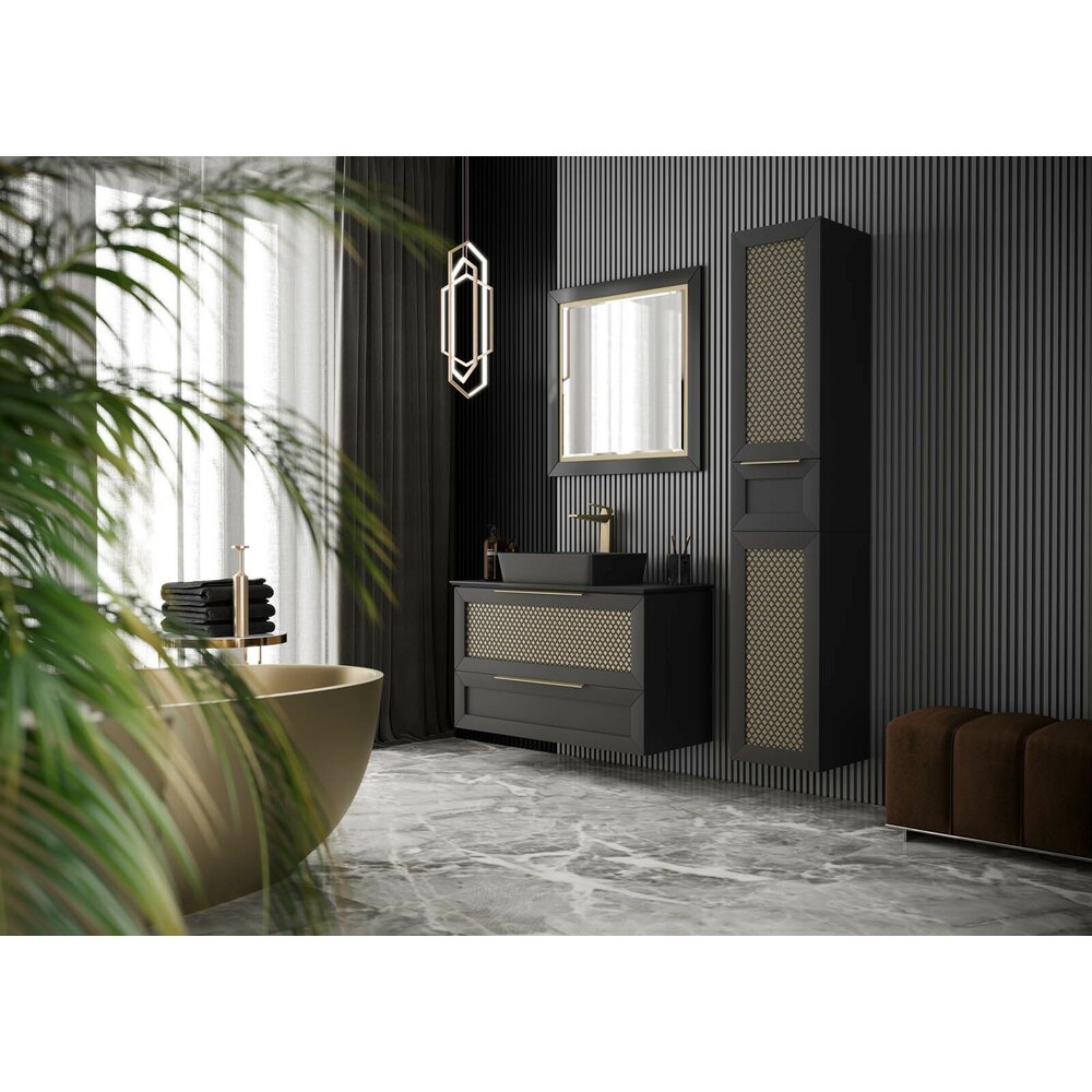 Черна стенна колона Krofam Chic 110 см
