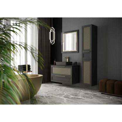 Черна стенна колона Krofam Chic 110 см