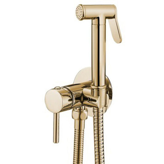 Rea Loop Glossy Gold Bidet Mixer with Hygienic Shower