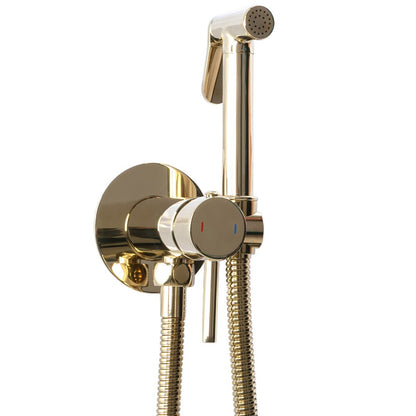 Rea Loop Glossy Gold Bidet Mixer with Hygienic Shower