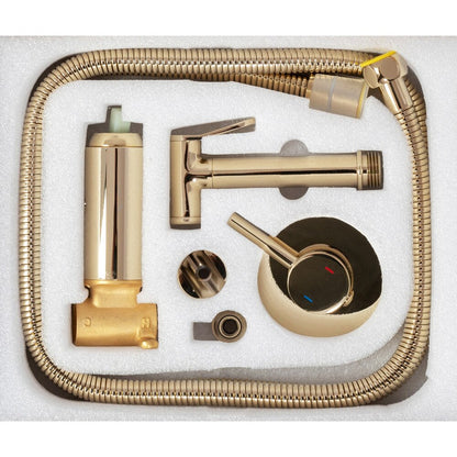 Rea Loop Glossy Gold Bidet Mixer with Hygienic Shower