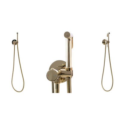 Rea Loop Glossy Gold Bidet Mixer with Hygienic Shower