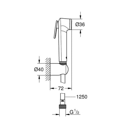 Grohe Tempesta F Trigger 1 Function Brushed Anthracite Hard Graphite Hygienic Shower