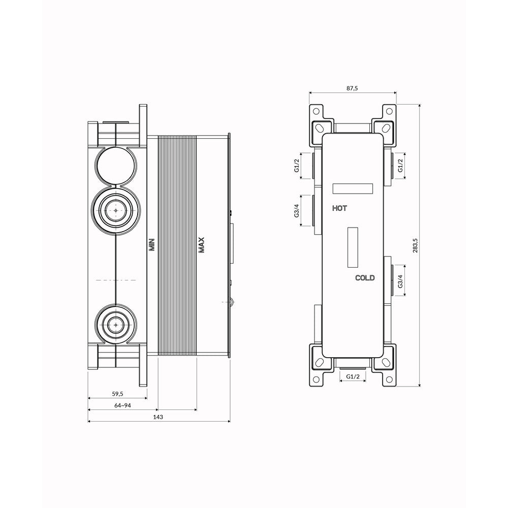 Built-in Element for Thermostatic Faucet 3 Ways Omnires