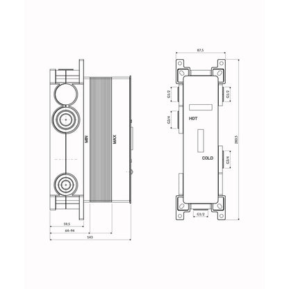 Built-in Element for Thermostatic Faucet 3 Ways Omnires