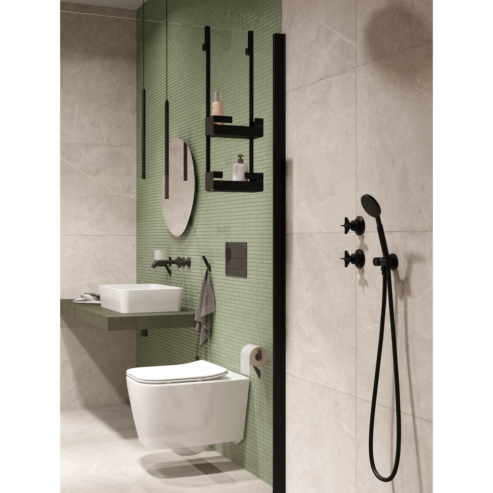 Deante Mokko Double Shelf with Hook Black 76x25 cm