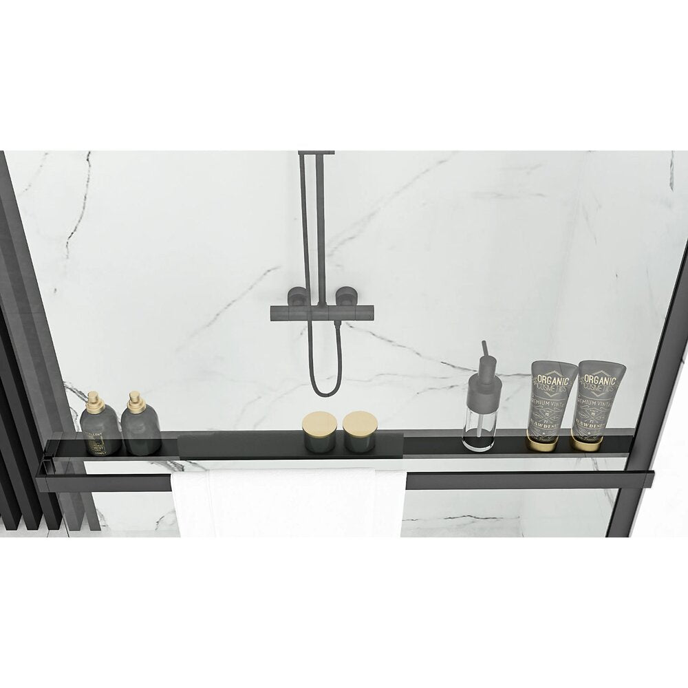 Rea Evo Black Shelf and Towel Holder