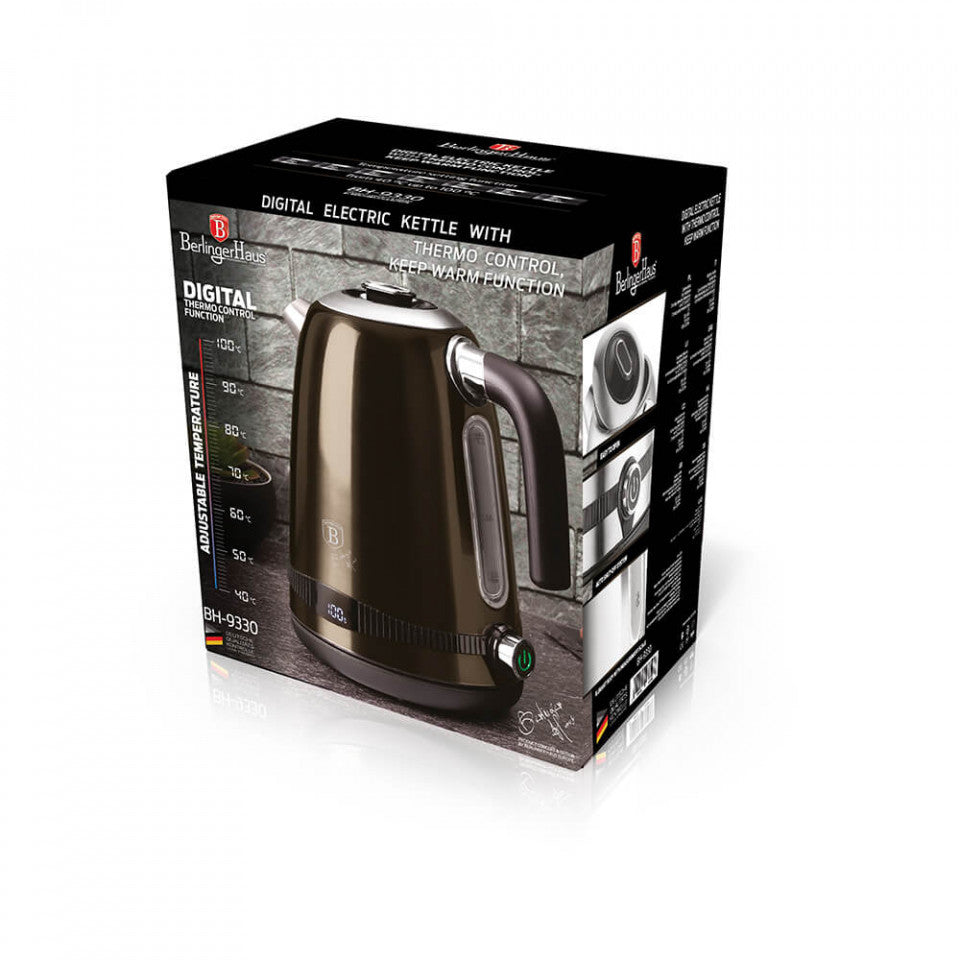 Електрическа кана с цифров дисплей Metallic Line Shiny Black Edition BerlingerHaus BH 9330