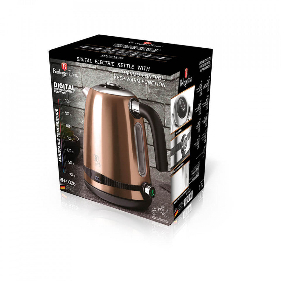 Електрическа кана с цифров дисплей Rose Gold Metallic Line BerlingerHaus BH 9326