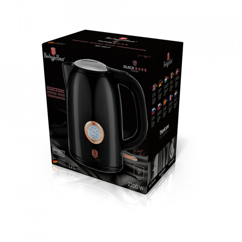 Електрическа кана с термостат 1.7L Black Rose Collection Berlinger Haus BH 9077