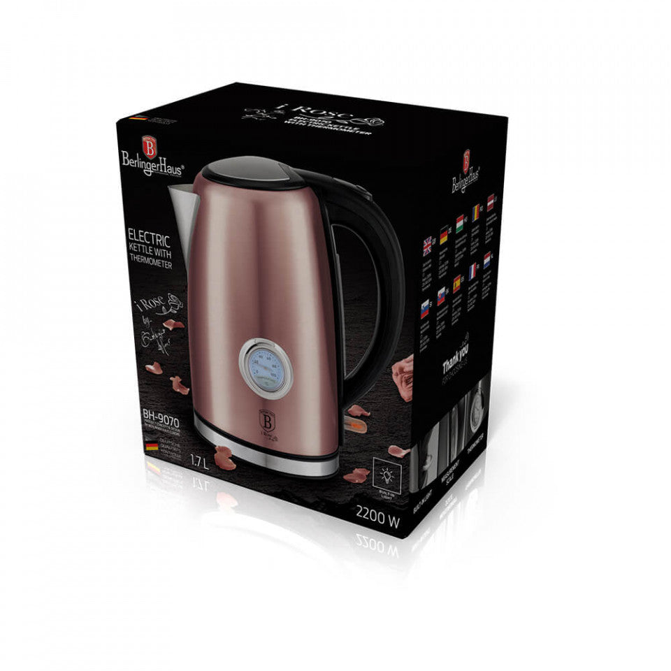 Електрическа кана с термостат 1.7L I-Rose Line Collection Berlinger Haus BH 9070