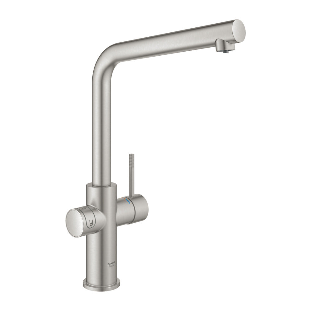 Смесител за кухня Grohe Blue Home Ondus хром мат Supersteel L-образен и Starter Kit