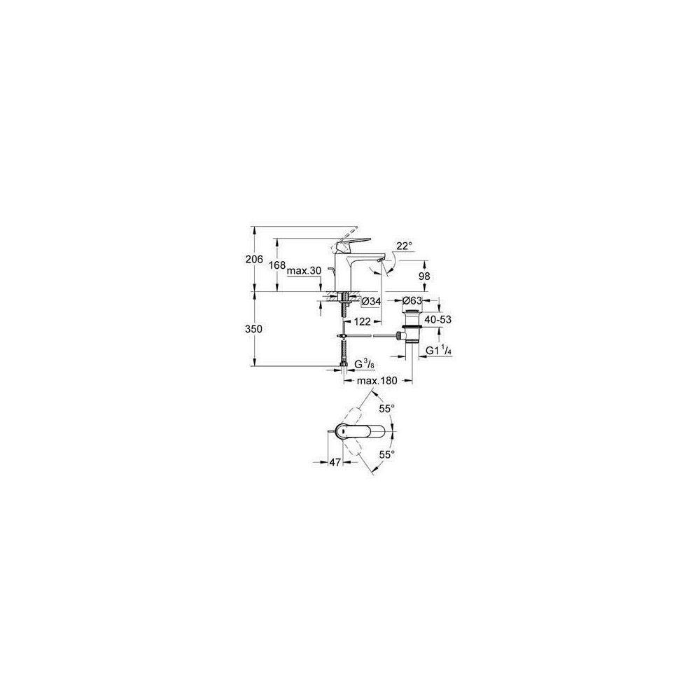 Смесител за мивка Grohe Eurosmart Cosmopolitan M хром лъскав