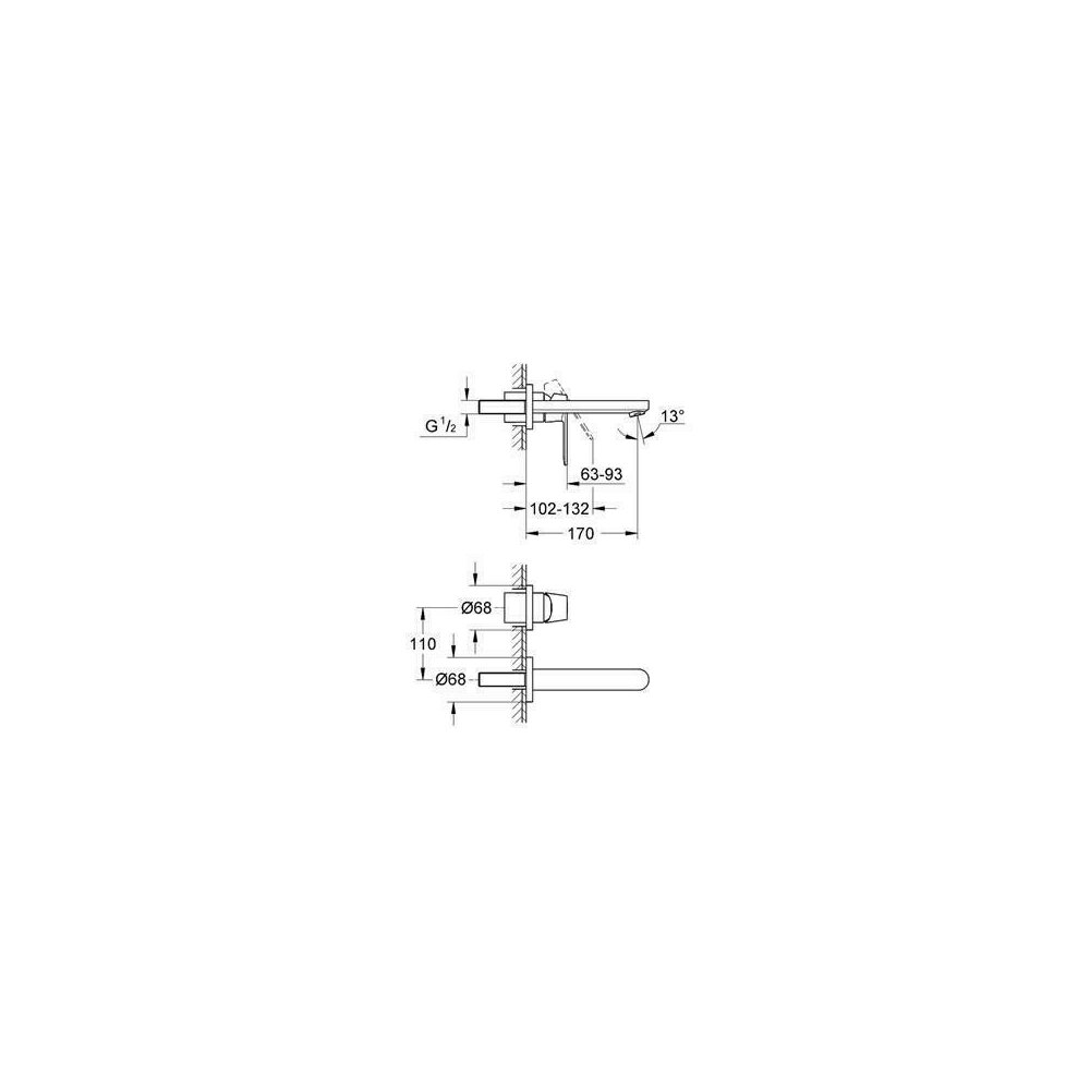 Grohe Eurosmart Cosmopolitan Chrome Wall-Mounted Basin Mixer