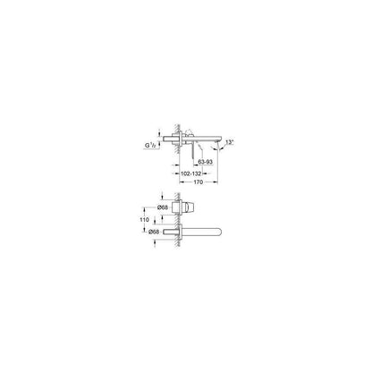 Grohe Eurosmart Cosmopolitan Chrome Wall-Mounted Basin Mixer