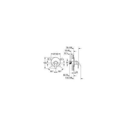 Вградена душ батерия Grohe Eurosmart New хром с вградено тяло