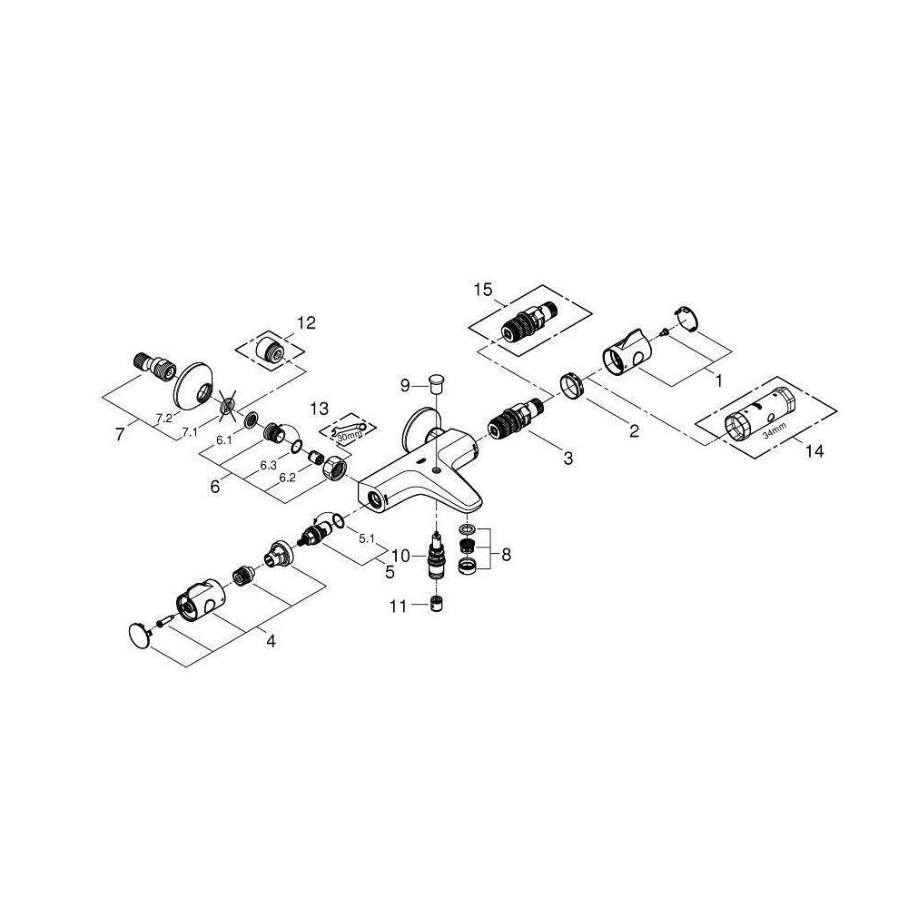 Grohe Grohtherm 800 Thermostatic Bathtub Faucet