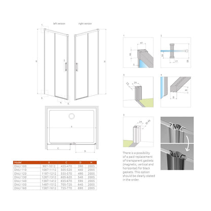 Слайд врата за ниша Radaway Idea DWJ 120 cm стъкло 6 mm завършек никел мат - дясно отваряне