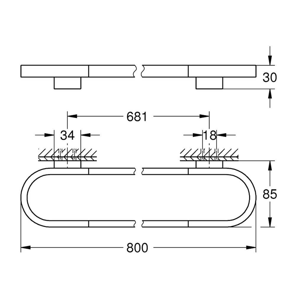 Inел за кърпи Grohe Selection 80 см хром мат Supersteel