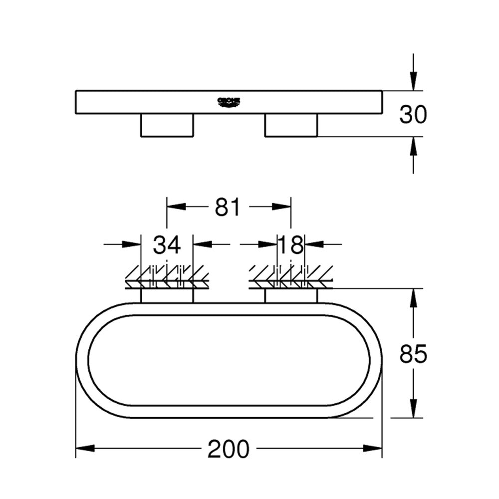 Grohe Selection Multifunctional Towel Ring in Hard Graphite