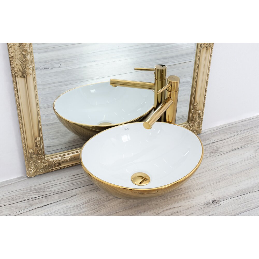White/Gold Rea Sofia 41 cm Countertop Sink