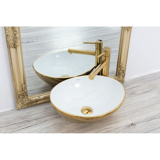 White/Gold Rea Sofia 41 cm Countertop Sink