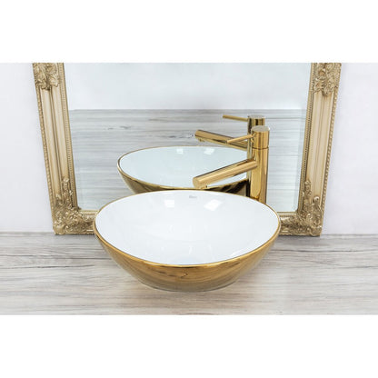 White/Gold Rea Sofia 41 cm Countertop Sink