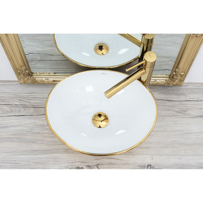 White/Gold Rea Sofia 41 cm Countertop Sink