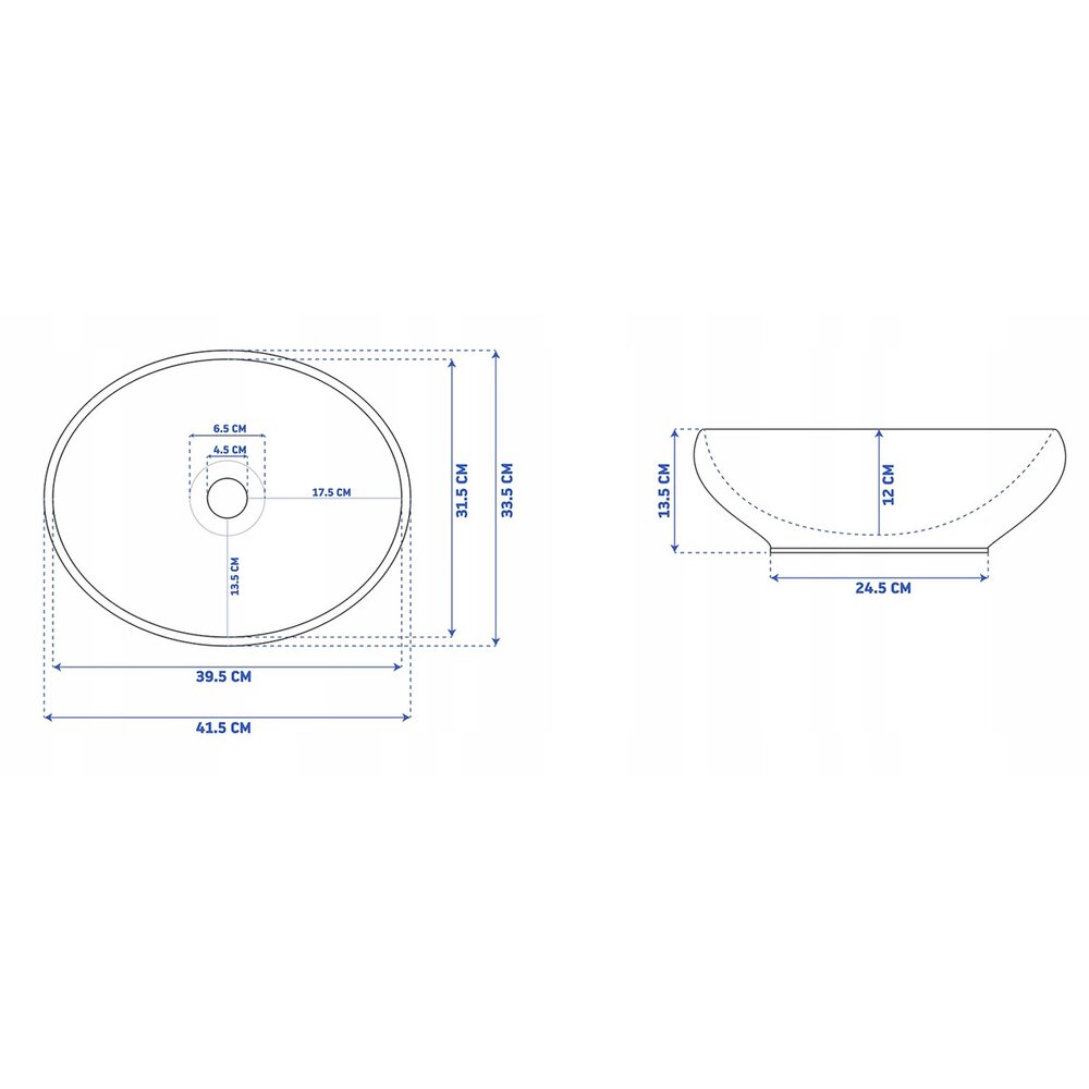 White/Gold Rea Sofia 41 cm Countertop Sink