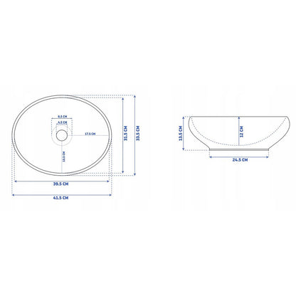 White/Gold Rea Sofia 41 cm Countertop Sink