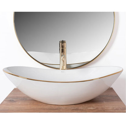 Rea Royal Gold Edge White Countertop Sink 62.5 cm